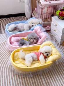 1pc Cute All-Season Pet Bed, Thick Non-Stick Mat, Washable Breathable Cat Bed Dog Bed, Super Soft Lace Edge Cat Bed, Suitable For Cats And Small Dogs Under 6kg - Multicolor - View 3