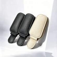 1pc Universal Car Sun Visor Glasses Clip - Non-Slip PU Material Glasses Organizer With Quick Release Function, Can Firmly Clip Fashion Glasses/Prescription Glasses, Fits All Vehicles Accessories - Multicolor - View 24