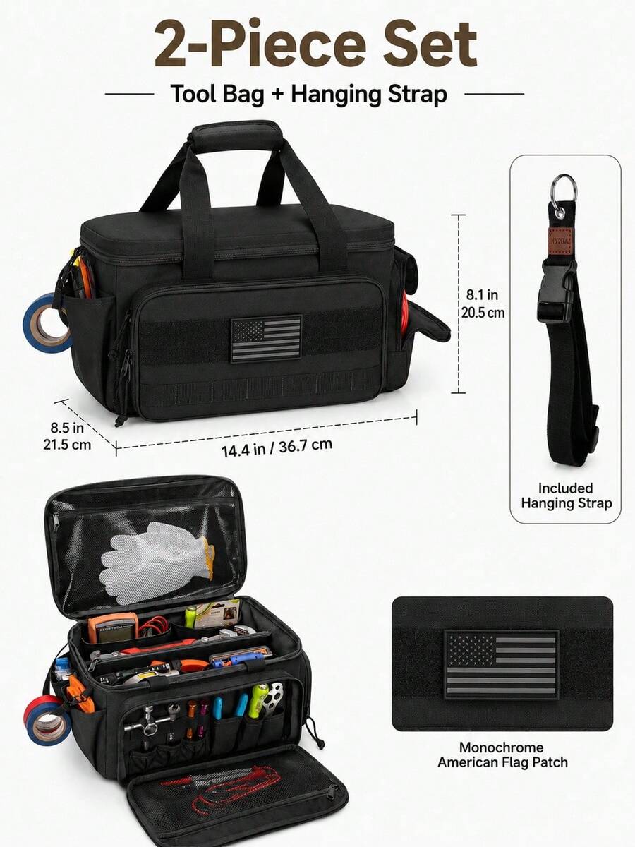 14" Heavy Duty Tactical Tool Bag Non-Slip Base Multipurpose Work Organizer For Handyman,Carpenter,Durable Portable Tool Storage - Tool Bag Set - View 1