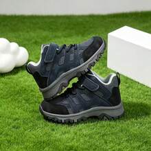 1 Pair Kids' Patchwork High-Top Outdoor Hiking Boots, Suitable For Mid-To-Large Children For Autumn/Winter - Navy Blue - View 3