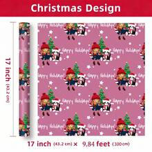 1 Roll Of Christmas Gift Wrapping Paper ,Perfect For Christmas Gift Wrapping,Decorating For Christmas Parties,Holiday Party Decor,Home Festive Decoration,DIY Craft,Festive Favour Wrapping 1 Roll Size: 43 Cm X 300 Cm. - A - View 10