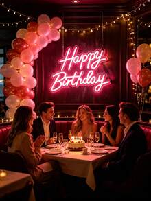 1pc Happy Birthday LED Neon Sign, Acrylic Material, Holiday Wall Decor, Suitable For Home Party And Dorm Room Wall Decoration, USB Powered, Ideal Choice For Birthday Party Theme - Happy Birthday Light Board - View 3
