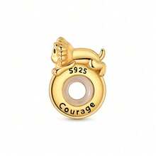 1pc Silver Plated Fierce Beast Spacer Bead, 3D Tiger Leopard Lion Crouching Design, Engraved Decoration Anti-Slip Positioning, Suitable For Basic Bracelets, Personalized , Ideal For Handmade DIY Beading And Holiday Gift Wearing - Gold - View 10