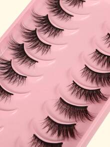 7 Pairs Cross-Curled False Eyelashes Makeup - Black - View 7
