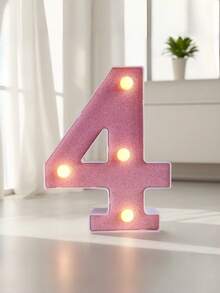 1pc Pink Sequin Glowing Letter/Number Desktop Decorative Night Light, Romantic Proposal Birthday Party Atmosphere Light, Guide Light - Q2-pink Letter Light - View 18
