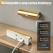 LED Motion Sensor Wall Light, Decorative Wall Lamp Lighting, Wireless USB Sensor Night Light, Wireless LED Wall Light, Rechargeable Magnetic Night Light, Suitable For Hallway, Kitchen Cabinet, Wardrobe And Room Decoration - Multicolor - View 12