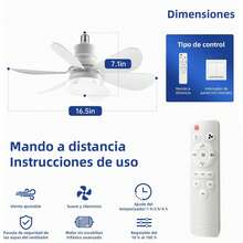 Ceiling Fan With Remote Control, Small LED Bulb Fan, Creative Fan Bulbs For Replacement, Ambient Light For Home, Bedroom, Super Quiet, Strong Wind, E27 Light Head, With Memory Function - Multicolor - View 3