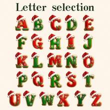 Custom Initial Christmas Ornament, Personalized Name Letter Tree Decor, Festive Gingerbread Santa Hat Style, Customized Christmas Hanging Decoration, Customizable A-Z Name Ornament, Home Decor, Christmas Keepsake Gift, Christmas Stocking Ornaments - Style a - View 3