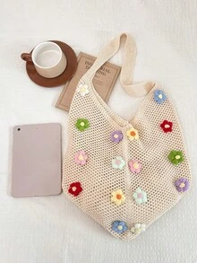 2026 Spring Fashion New Woven Crossbody Bag, Suitable For Daily, Casual, Outing, Travel, Vacation - White - View 6