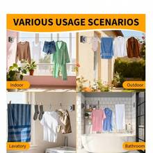 Tendedero Invisible Retráctil, Montaje en Pared Sin Perforaciones, Acero Inoxidable Engrosado a Prueba de Óxido, Artefacto para Balcón, Baño, Apartamento Pequeño, Cuerda de Secado para Interiores y Exteriores del Hogar, Tendederos - Ver 8
