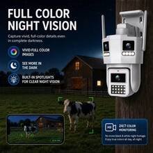 JOOAN 3MP Triple Lens Outdoor PTZ Security Camera CAM720 APP 5G WiFi Bluetooth AP Connection Electronic Zoom Human Detection Auto Tracking Full Color Night Vision Supports SD Card Cloud Storage Equipped With Network Port - Black and White - View 5