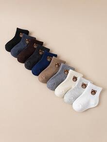 10 Pairs Of Baby Socks, Cute Cartoon Pattern Bear Socks, Newborn Elastic Socks - Multicolor - View 1