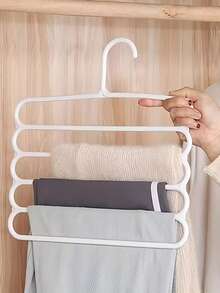 5pcs/3pcs/1pc 5-Tier Plastic Clothes Hanger, 5-Tier Pants Rack, Dorm Essential Pants Hanger, Non-Slip Mark-Free Scarf Drying Rack, Suitable For Pants, Clothes, Scarves, Ties, Home Pants Drying Rack, Multi-Functional Storage Hanger, Space-Saving Multi-Layer Pants Rack, Non-Slip Clothes Hanger - Multicolor - View 4