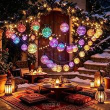 Solar-Powered Moroccan Spherical String Lights, 20/30 LED, Colorful Fairy Lights, Waterproof, Suitable For Outdoor Garden Fences, Patios, Indoor Bedrooms, Mother's Day, Christmas, And Home Party Decorations. - Colorful Morocco - View 5