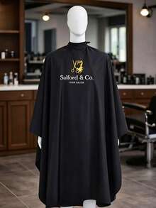 Customized Barber Apron, Customized Barber Cape, Personalized Barber Cape With Logo, Printable Barber Shop Logo Pattern And Text, Professional Durable Lightweight Breathable Neutral Home Salon Apron, Customized Barber Shop Home Salon Client Cape - Multicolor - View 6
