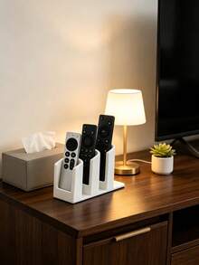 3D Printed 3-Slot Remote Control Storage Rack Can Hold 3 Remote Controls Aesthetic Organization Box For TV Audio Light Remote Controls And Office Supplies Practical Desktop Storage Stand Essential Home Decor Must-Have Gift Christmas Halloween - Multicolor - View 5