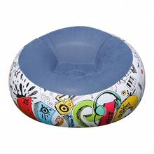 1pc New Graffiti Spherical Inflatable Lazy Sofa, Foldable Flocked Inflatable Bean Bag Chair, Portable Air Sofa For Indoor Home Relaxation - A - View 11