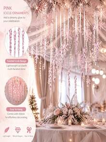 12pcs Transparent Acrylic Icicle Hanging Decorations, Shiny Blue Artificial Crystal Icicle Pendant Lights, Window Decor Home Decor, Indoor Window Decoration, Wedding Party, Glass House Decoration, Room Decoration, Bedroom Decoration, Wall Art, Living Room Wall Art, Garden Decoration, Outdoor Bedroom Decoration, Christmas Tree Decoration, Winter Holiday Party, Christmas Home Decor Pendant Lights, Elegant Winter Wonderland Christmas Decoration - Multicolor - View 5