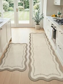 1PC Floral Bedroom Carpet Kitchen Rug Khaki Fresh Style Runner Area Rug Suitable Bathroom, Kitchen,Outdoor, Indoor, Bedroom, Living Room, Beside Throw Rugs Machine Washable Rug, Easy Clean Entryway Mat Anti-Slip Backing Rugs Bathroom Fall Decor Holiday Christmas - Multicolor - View 3