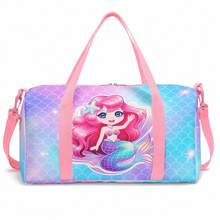 Pink Mermaid & Fish Scale Print Girls Children's Travel Luggage Bag, Zippered Tote Bag With Top Handle And Shoulder Strap, Suitable For Dance And Camping - MERMAIDS-7 - View 3