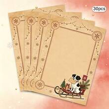 Christmas Theme Stationery, 30 Sheets/Pack, Suitable For Letter Writing Or Note Taking, High-Quality Paper Easy To Use, Festive Artistic Border Design - Rectangle - View 9