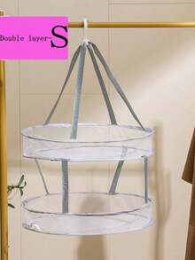 1pc Double-Layer Folding Drying Rack, Practical Laundry Drying Assistant. Suitable For Drying Small Items, Sweaters, Preventing Deformation And Tangling. Folding Design, Convenient To Place On Balcony Or Indoors. Made Of Durable High-Quality Materials, Strong Load-Bearing Capacity. Effectively Solves Drying Problems, Enhances Daily Life Happiness. - Multicolor - View 9