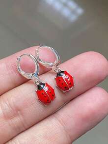 1 Pair Cute Ladybug Earrings With Mini Red Ladybug, Excellent Christmas Gift For Best Friends - Insect - View 2
