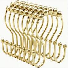12pcs/Set Bathroom Double Roller Hooks - Rust-Proof, Smooth Sliding Double Rings, Suitable For Shower Curtains And Liners, Shower Curtain Set, Shower Curtain, Bathroom Accessories, Shower Curtain Hooks, Bathroom Decor - Multicolor - View 6