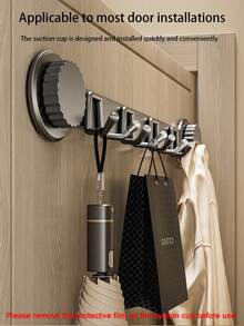 Heavy-Duty Suction Cup Wall Hook Rack - No Need For Drilling, Self-Adhesive Design, Removable Plastic/Metal Coat Rack, Suitable For Bathrooms And Behind Doors, Strong Load-Bearing Capacity, Easy Installation, Bathroom Storage - Multicolor - View 1