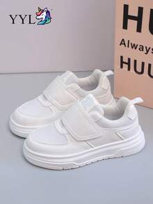 Breathable Mesh Kids' Sports White Sneakers, Lightweight & Durable, Easy On/Off With Hook And Loop Closure - White - View 5