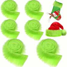 The Grinch 59.In 1 Roll 2m Christmas Green Faux Fur Ribbon, Faux Fur Decorative Strip, Suitable For Winter Party, Christmas Tree Bows, Wreath Making, DIY Crafts, Home Decor, Christmas Staircase Garland, Christmas Tree Decoration - Multicolor - View 1