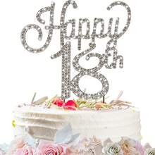 Silver Rhinestone Happy 18th Birthday Cake Topper, Sparkling Number 18 Cake Decoration For Birthday Party, Coming Of Age & Celebration - Style a - View 10