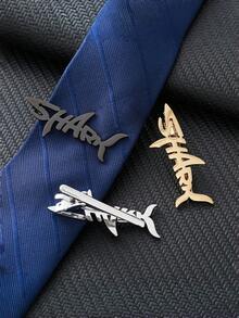 Creative Shark Shaped Tie Clip For Men, Business Formal Tie Buckle, Gold Silver Black Three-Color Metal Texture, Personalized SHARK Hollow Design, Secure Grip And Anti-Slip. Suitable For Workplace Commute, Banquet Wedding, Daily Suit Outfit, Exquisite Niche Accessory, Enhance Men's Outfit Style, Fine Craftsmanship Wear-Resistant And Fade-Resistant, Suitable For Gift And Personal Use, Match Various Ties, Create Unique Gentleman Style, Fashionable Personalized Niche Suit Accessory - Shark - View 4