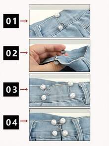 2/1pc Detachable Pants Button Multi-Function Brooch Adjustable Button Travel Vacation Cruise Essential Accessory For Women New Semester Season - Multicolor - View 3