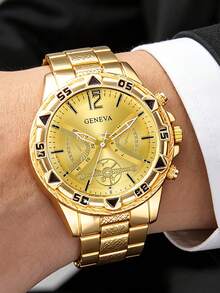 4pcs Fashion Men's Quartz Watch With Cross Series Set, Suitable For Men, Oversized Dial, Casual Daily Versatile, Holiday Party And Other Occasions - Mouldless - View 9