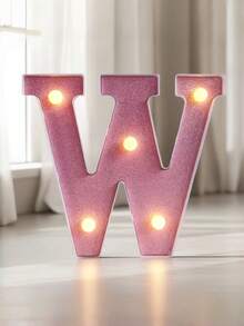 1pc Pink Sequin Glowing Letter/Number Desktop Decorative Night Light, Romantic Proposal Birthday Party Atmosphere Light, Guide Light - Q2-pink Letter Light - View 28