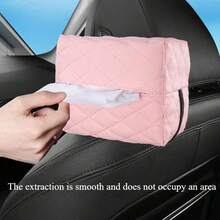 1pc Universal Car Sun Visor Armrest Box Tissue Holder, Seat Back Hanging PU Faux Leather Car Tissue Box - A - View 2