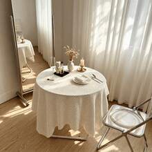 1pc Korean Ins Style Black Polka Dot Soft Artistic Decorative Tablecloth, Suitable For Wedding, Valentine's Day And Home Decor - White - View 2