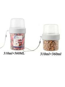 2-In-1 Pet Travel Water & Food Container, Portable Dog Feeding Cup, Transparent Dual Compartment Pet Bowl, Detachable Design With Carrying Strap, Suitable For Outdoor Walking, Camping, Picnic, Travel - Multicolor - View 9