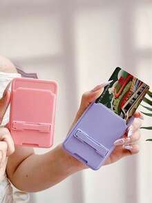 Solid Color Adhesive Phone Card Holder With Built‑In Kickstand, 2 In 1 Self‑Adhesive Back Card Pocket & Foldable Phone Stand, Slim Stick‑On Card Wallet For Credit Card ID Card, Universal Portable Phone Accessory For All Smartphones, Multi Pastel Color Options - Multicolor - View 11