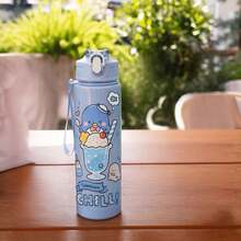 1pc Cute Cartoon Water Bottle, Leak-Proof Plastic Sports Water Bottle, Adorable Personalized Gift, Suitable For Outdoor Hiking, Back To School Season Thoughtful Gift For Friends, Holiday Gift Choice, Also Applicable For School Or Office Use, Excellent Gift Choice. - Multicolor - View 10