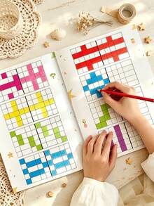 Symmetry Grid Copy Drawing Workbook,Left‑Right Mirror Image Coloring Book For Kids, Draw The Other Half, Preschool Educational Activity Book, 32 Pages, Ages 3+, Kids Art Practice Learning Toy Gift - Multicolor - View 1