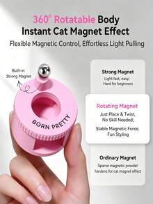 BORN PRETTY 1pc Pink Rotating Cat Eye Magnetic Nail Art Tool, Strong Magnet Fast Shaping, Suitable For Beginners, Home & Salon Nail DIY - Pink - View 8