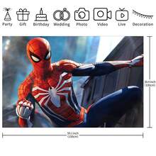 WPETLE Spider‑Man Game‑Style Dynamic Pose Birthday Party Backdrop, Game Suit Character Close‑Up Photo Booth Background Banner For Kids Birthday Decor - Multicolor - View 15