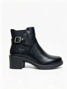 Fashionable Comfortable Women's Ankle Boots Neutral Style All Season - Black - View 4