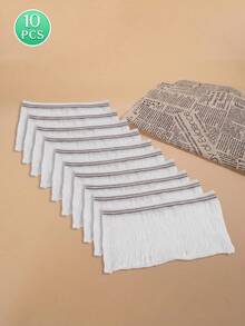 10pcs/Pack CARER Mesh C-Section Recovery Underwear, Elastic Care Shorts, High Waist Disposable Maternity Panties - White - View 15
