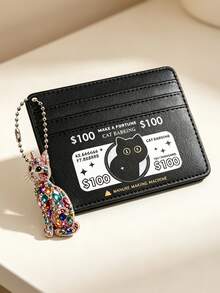 Cat Pattern Card Holder, With Card Slots, Credit Card Wallet, Funny Wallet, Multi-Slot Card Organizer, Women's Fashion Card Case, Also Practical For Men To Store Bank Cards And ID Cards, Essential For Back To School And Travel, Unique Teacher's Day Gift, Birthday Gift, Holiday Gift, Party Gift, Vacation Gift, Wedding Gift, Back To School Gift - Multicolor - View 1
