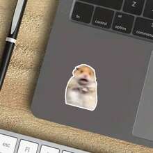 1pc/3pcs Cute Screaming Hamster Meme Sticker, Funny Hamster Animal Meme Vinyl Decals, Aesthetic Cartoon Pet Laptop Stickers, Water‑Resistant Removable Decal For Water Bottle, Skateboard, Phone Case, Notebook, Luggage - Glossy Film - View 4