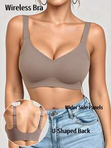 Women's Seamless Wireless Bra, Comfortable & Soft, Good Support, Tank Top Style, Breathable & Invisible, Suitable For Close-Fitting Wear, Anti-Sagging, Side Support - Dusty Blue - View 9