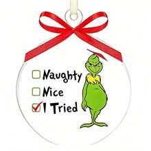 The Grinch The 12/6/2Pcs Acrylic ‑Themed Christmas Tree Hanging Ornament, Multiple Funny Quote Pattern Styles Optional, Perfect For Christmas Home Decor, And Ideal As Xmas Tree Decoration And Holiday Party Gift. - Multicolor - View 4